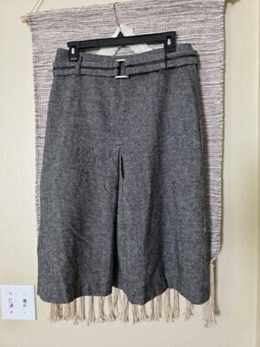 A. Giannetti Italy Wool Blend Tweed A-Line Skirt Women’s size 6 Gray Belted